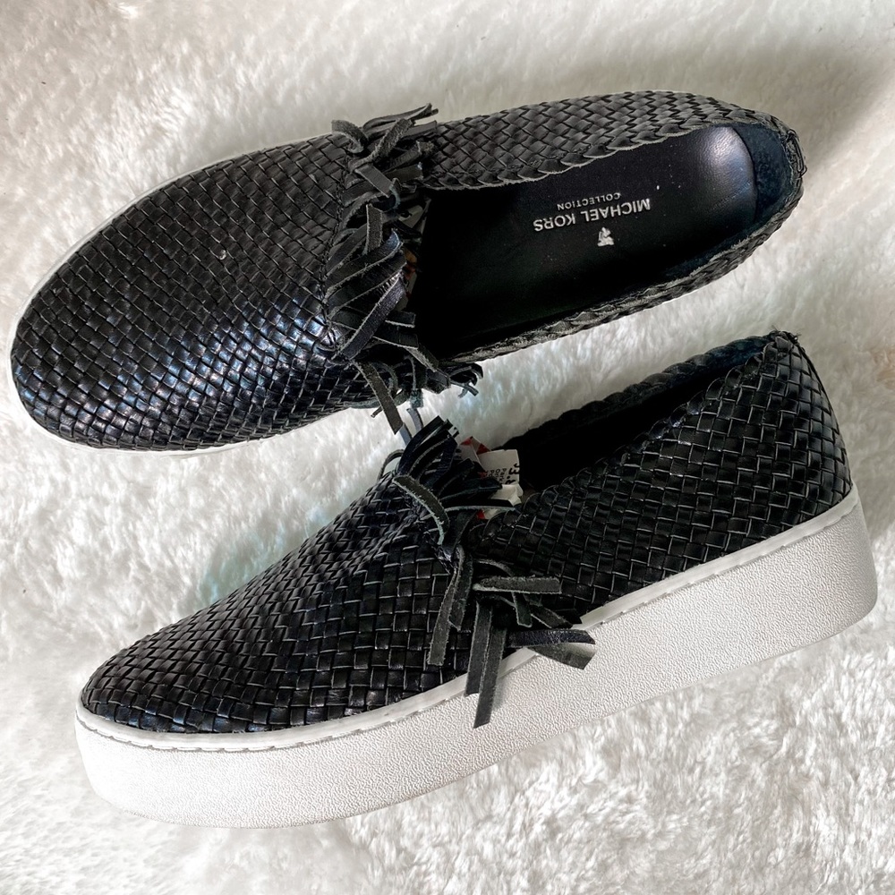 Michael Kors Collection Black Leather Fringe Shoes 7.5